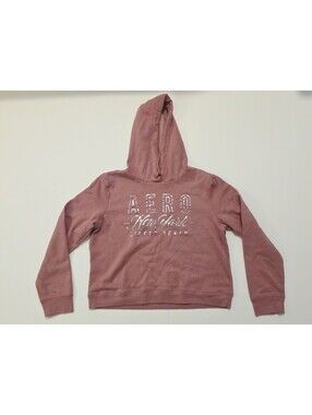 Aeropostale Cropped Hoodie Women's Size LARGE Pink Long Sleeve